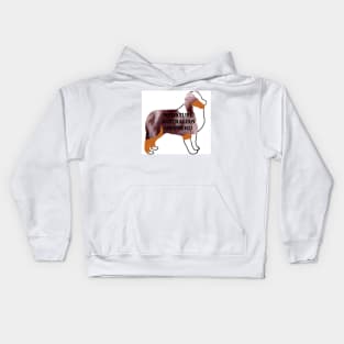 miniature australian shepherd red merle name silhouette Kids Hoodie